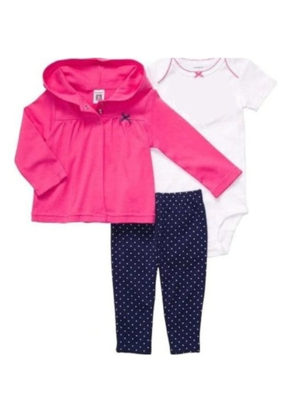 Carter's | Pink and Navy 3-Piece Cardigan, Onesie & Pants Set | Size 3 Months